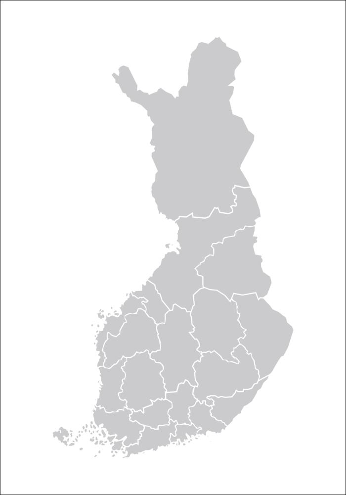 Mapa - Finland - Šedá Plakát