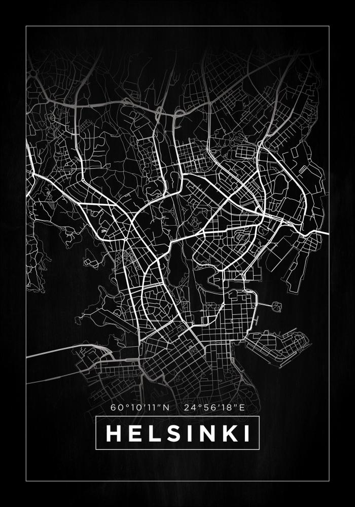 Mapa - Helsinki - Cerná Plakát