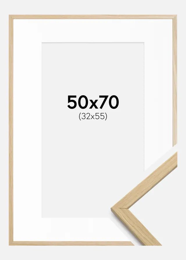Rám Edsbyn Dub 50x70 cm - Pasparta Bílá 33x56 cm