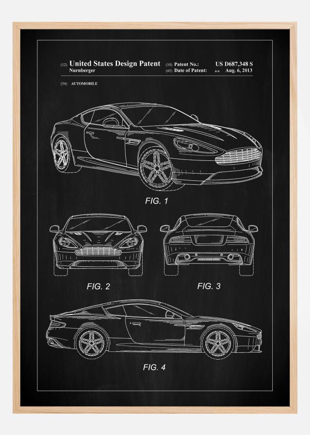 Patent Print - Aston Martin - Black Plakát