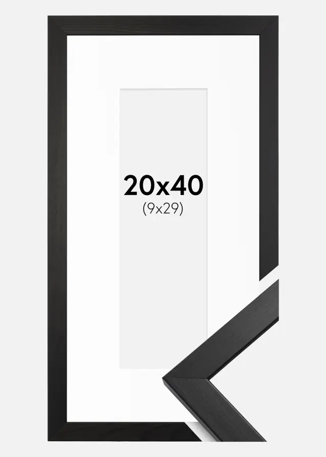 Rám Stylové Cerná 20x40 cm - Pasparta Bílá 10x30 cm