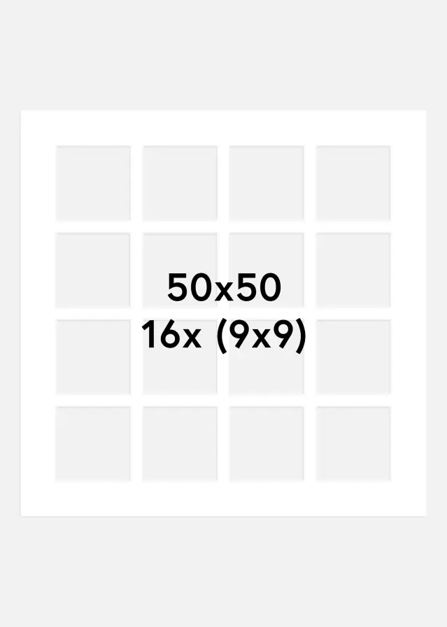 Pasparta Bílá 50x50 cm - 16 Obrazy Koláž