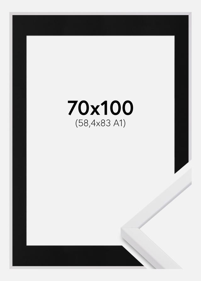 Rám E-Line Bílá 70x100 cm - Pasparta Cerná 59,4x84 cm (A1)
