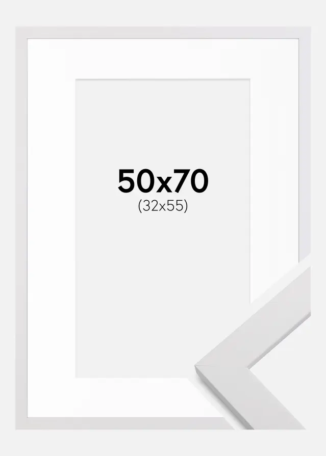 Rám White Wood 50x70 cm - Pasparta Bílá 33x56 cm