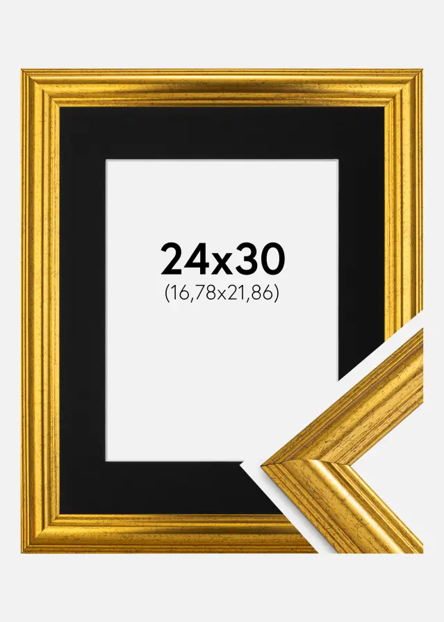 Rám Västkusten Zlatá 24x30 cm - Pasparta Cerná 7x9 inches