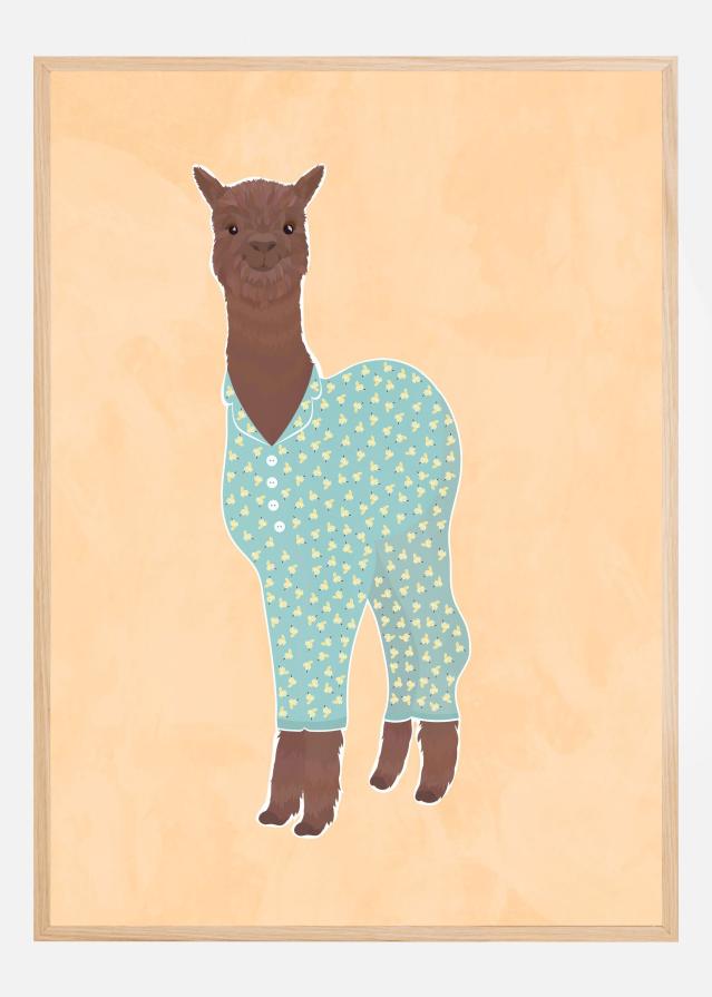 Llama In Pjs Banana Orange Poster