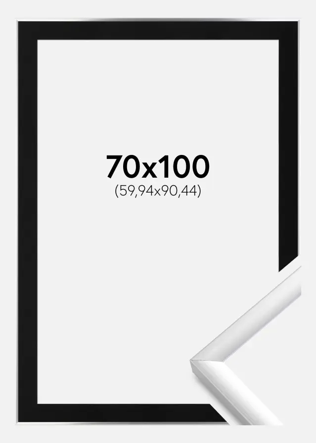 Rám New Lifestyle Stríbrná 70x100 cm - Pasparta Cerná 24x36 inches