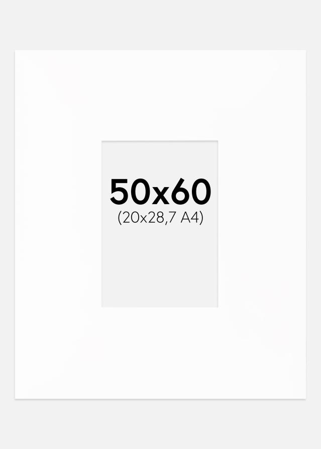 Pasparta XXL Standardní Bílá Bílý stred 50x60 cm (20x28,7 - A4)