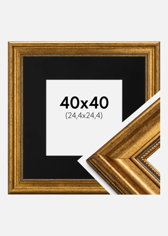 Rám Rokoko Zlatá 40x40 cm - Pasparta Cerná 10x10 inches
