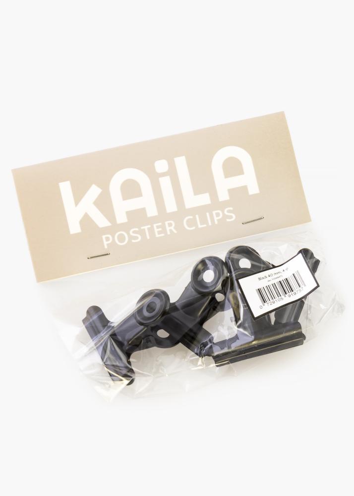 KAILA Plakát Clip Black 40 mm - 4 ks