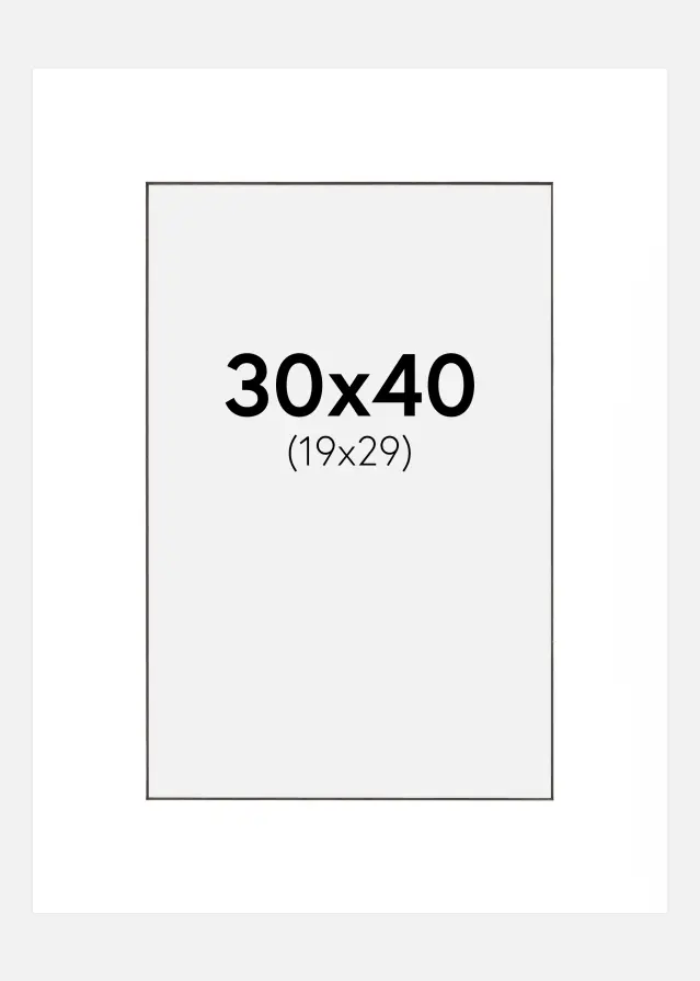 Pasparta Bílá Cerný stred 30x40 cm (19x29 cm)