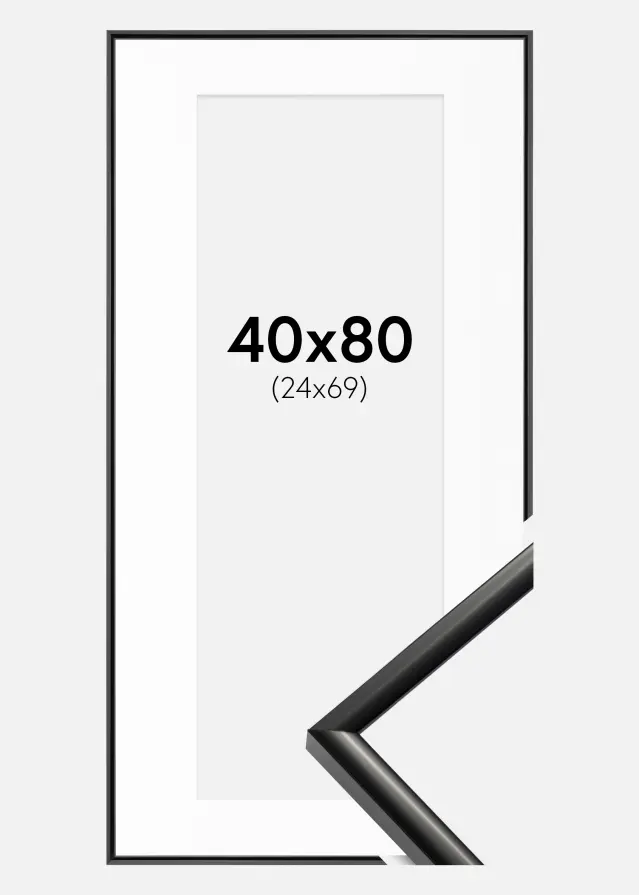 Rám New Lifestyle Cerná 40x80 cm - Pasparta Bílá 25x70 cm