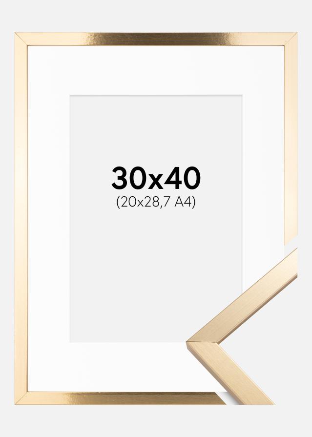 Rám Trendy Zlatá 30x40 cm - Pasparta Bílá 21x29,7 cm (A4)