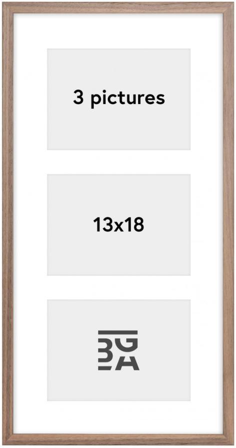 Edsbyn Kolážový rám IX Svetlý Orech - 3 Obrazy (13x18 cm)