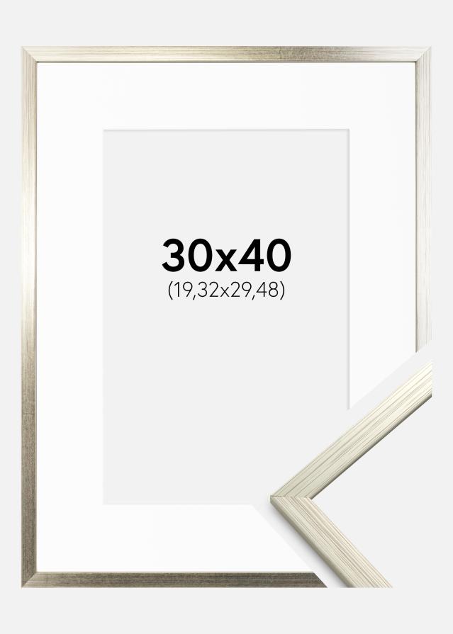 Rám Edsbyn Stríbrná 30x40 cm - Pasparta Bílá 8x12 inches