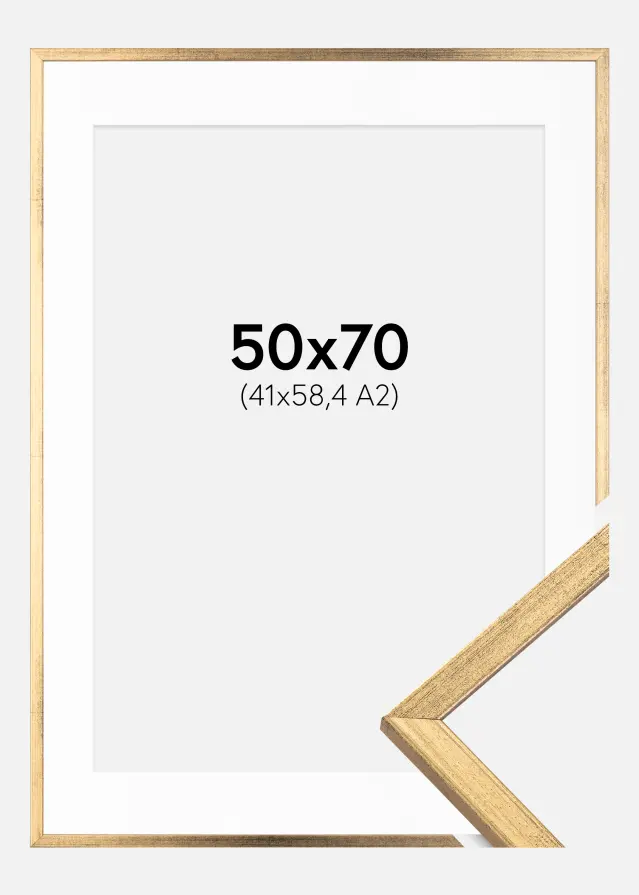 Rám Galant Zlatá 50x70 cm - Pasparta Bílá 42x59,4 cm (A2)