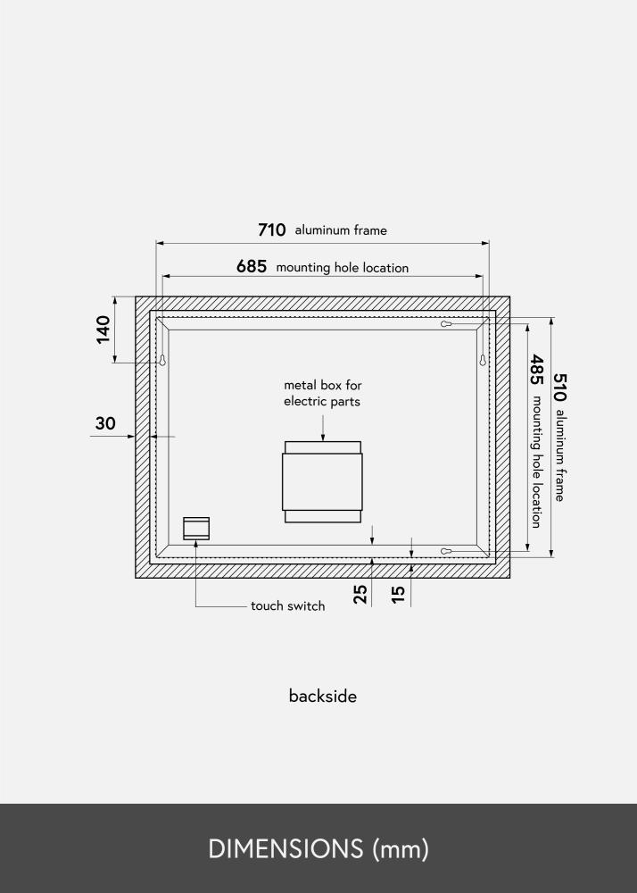 KAILA Zrcadlo Wide LED 60x80 cm