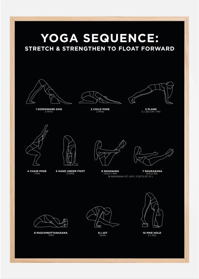 Yoga Sequence - Stretch & Strengthen To Float Forward - Black Plakát