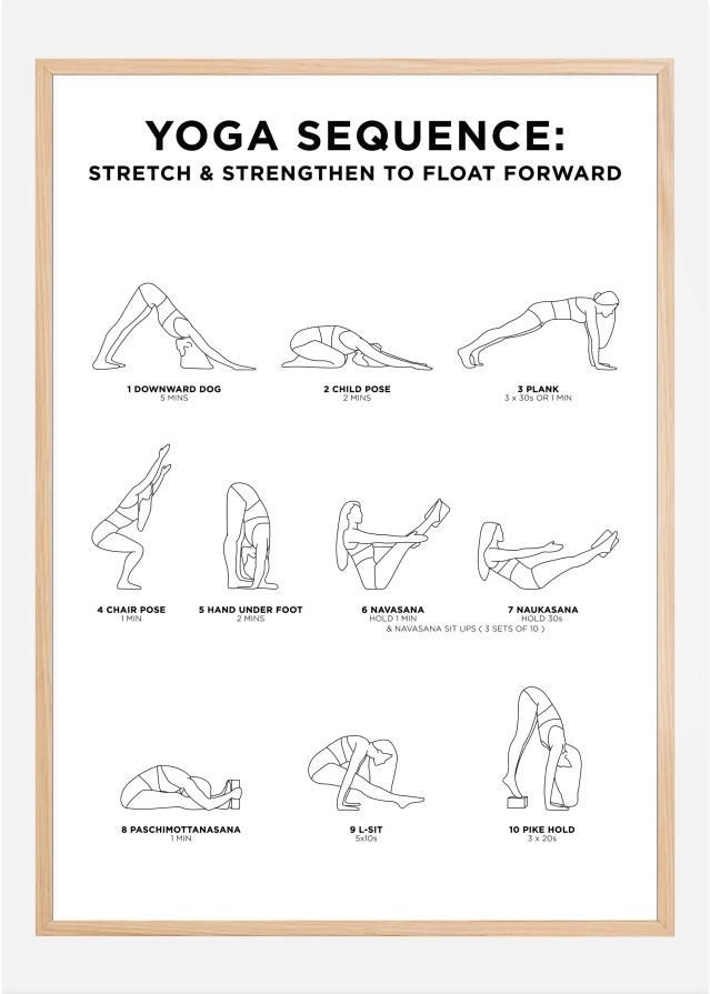 Yoga Sequence - Stretch & Strengthen To Float Forward - White Plakát