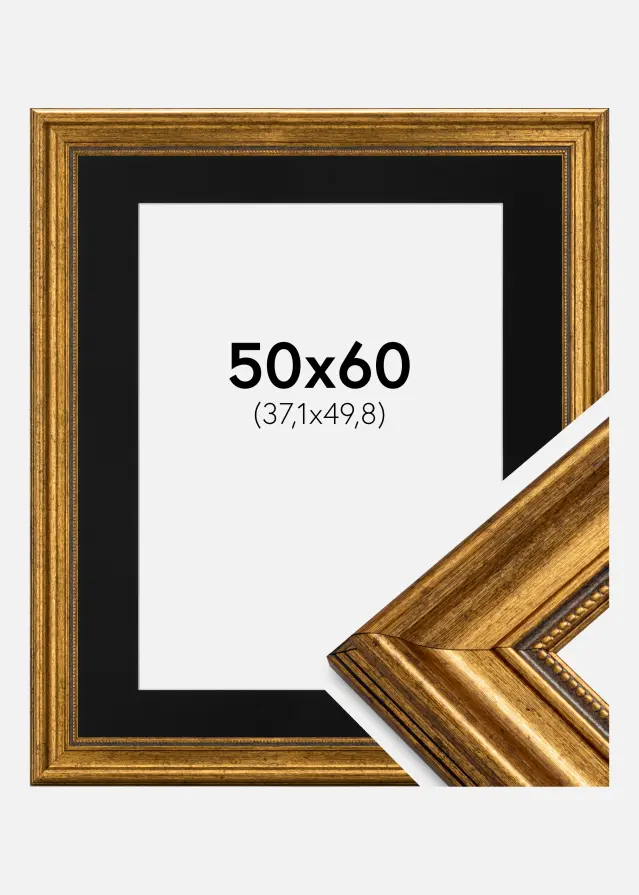 Rám Rokoko Zlatá 50x60 cm - Pasparta Cerná 15x20 inches