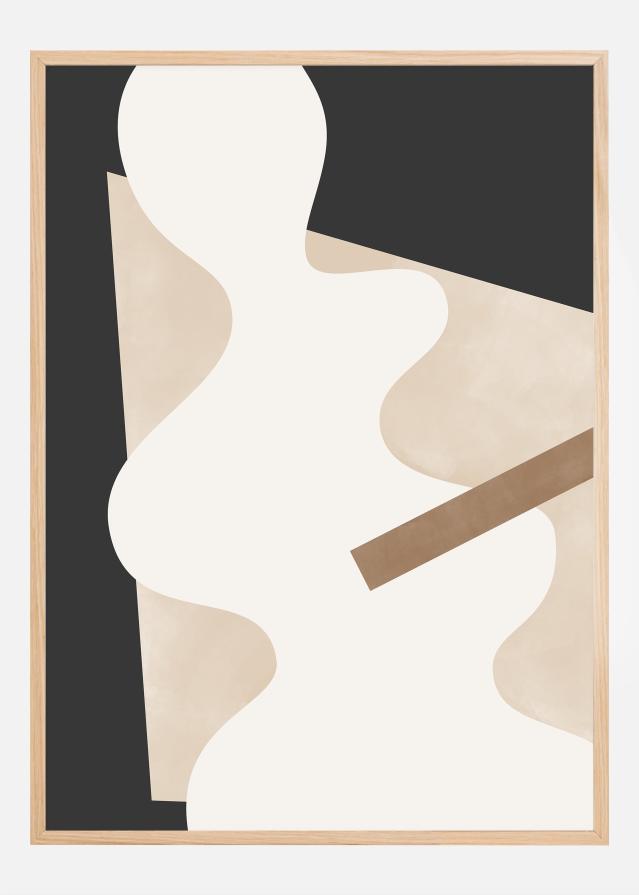 Beige Graphic Curves Art Plakát
