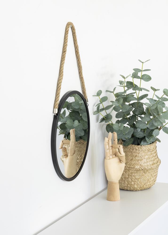 KAILA Kulatý Zrcadlo Rope - Cerná 30 cm Ø