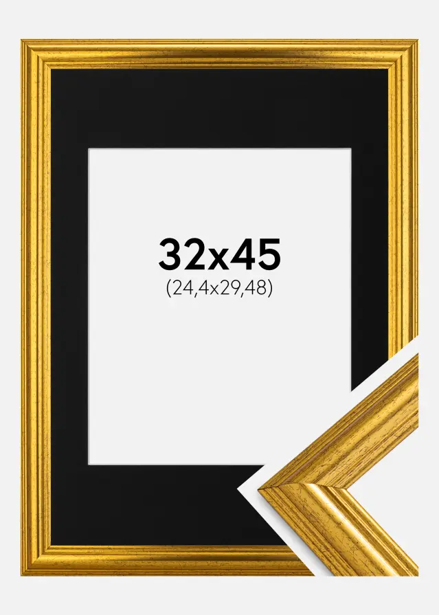 Rám Västkusten Zlatá 32x45 cm - Pasparta Cerná 10x12 inches