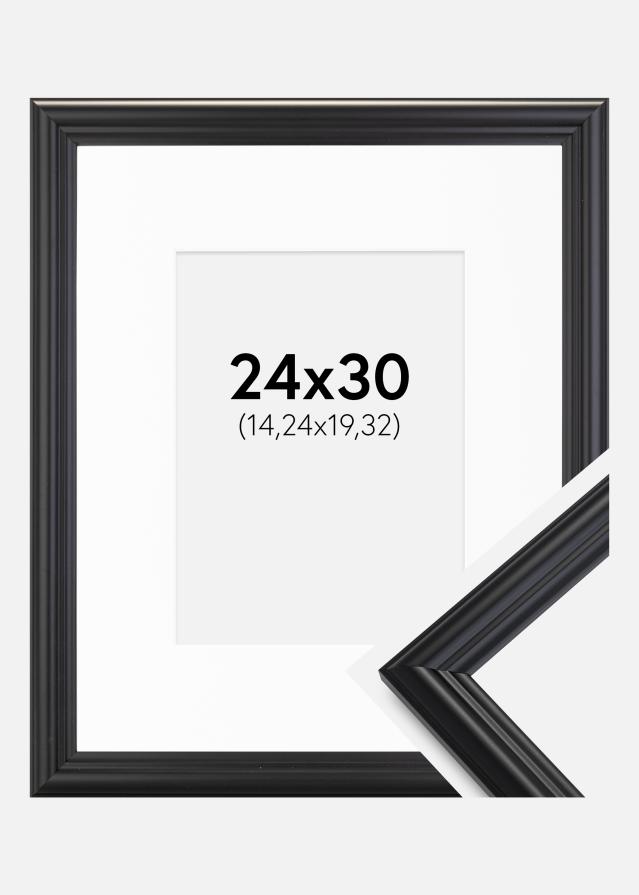 Rám Siljan Cerná 24x30 cm - Pasparta Bílá 6x8 inches
