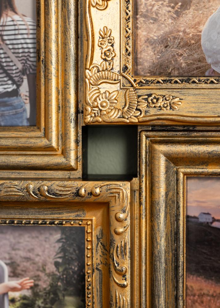 Retro Kolážový rám Matne Zlatá - 12 Obrazy