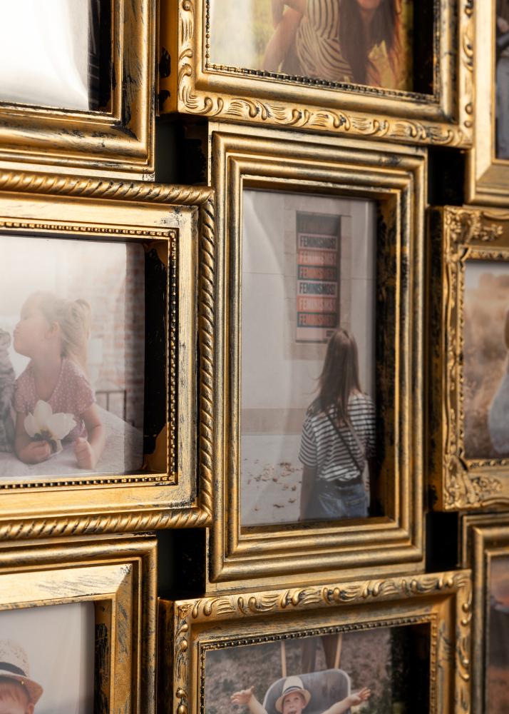 Retro Kolážový rám Matne Zlatá - 12 Obrazy