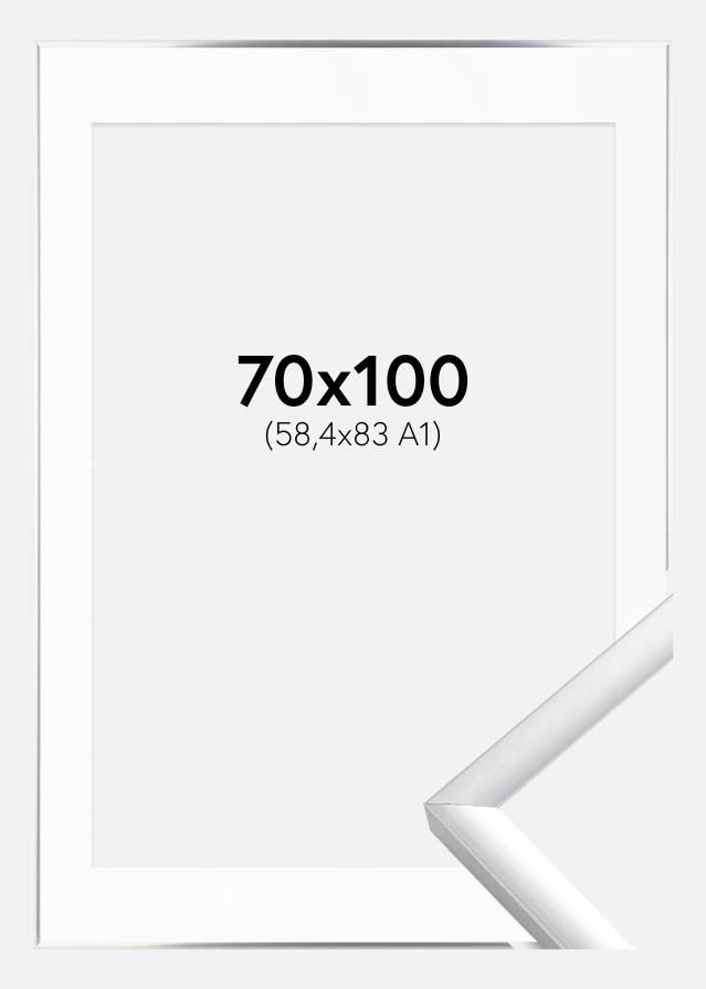 Rám New Lifestyle Stríbrná 70x100 cm - Pasparta Bílá 59,4x84 cm (A1)