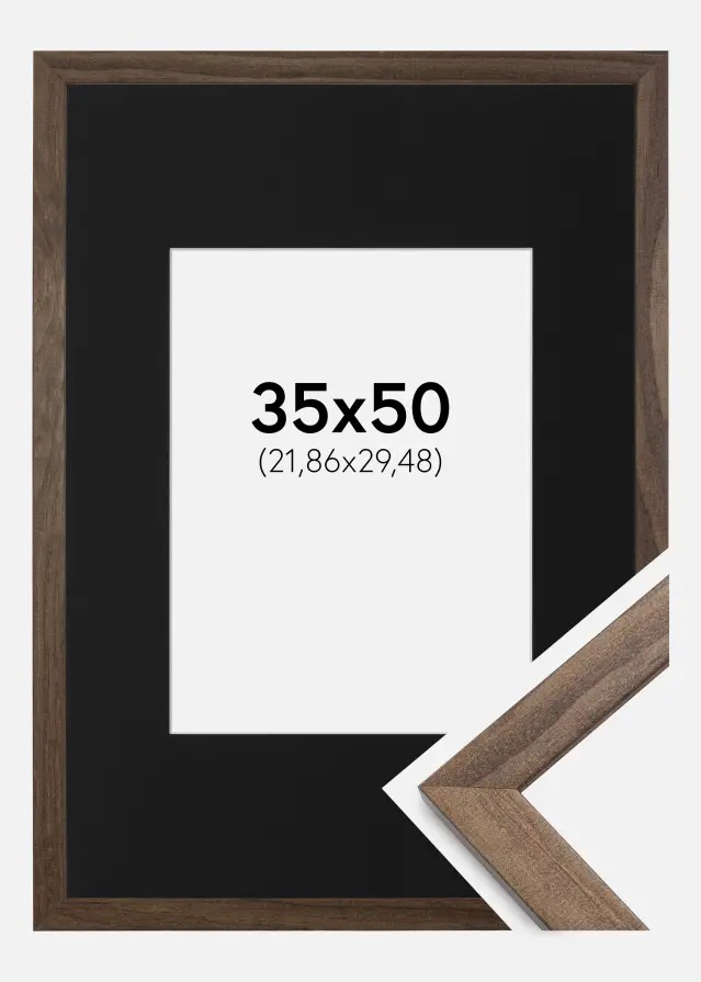 Rám Stylové Vlašký orech 35x50 cm - Pasparta Cerná 9x12 inches