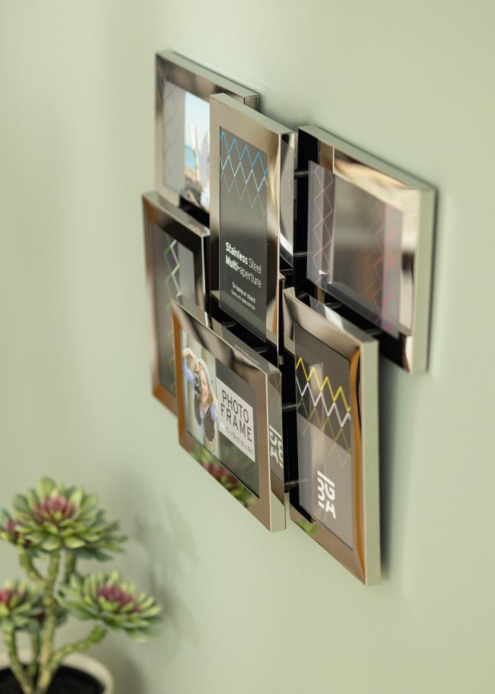 Stainless Steel Kolážový rám Stríbrná - 6 Obrazy