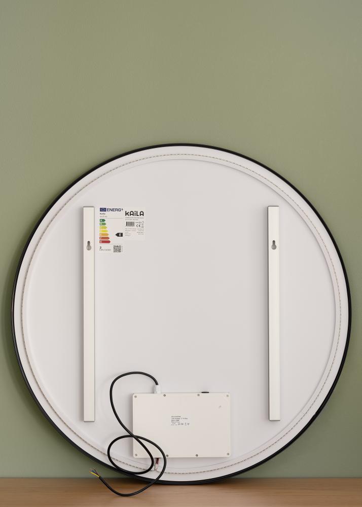 KAILA Zrcadlo Circle LED Cerná 80 cm Ø