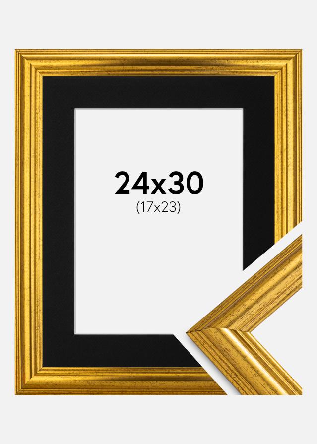 Rám Västkusten Zlatá 24x30 cm - Pasparta Cerná 18x24 cm