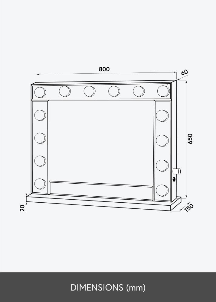 KAILA Make-up zrcátko Hollywood 14 E27 Stríbrná 80x65 cm