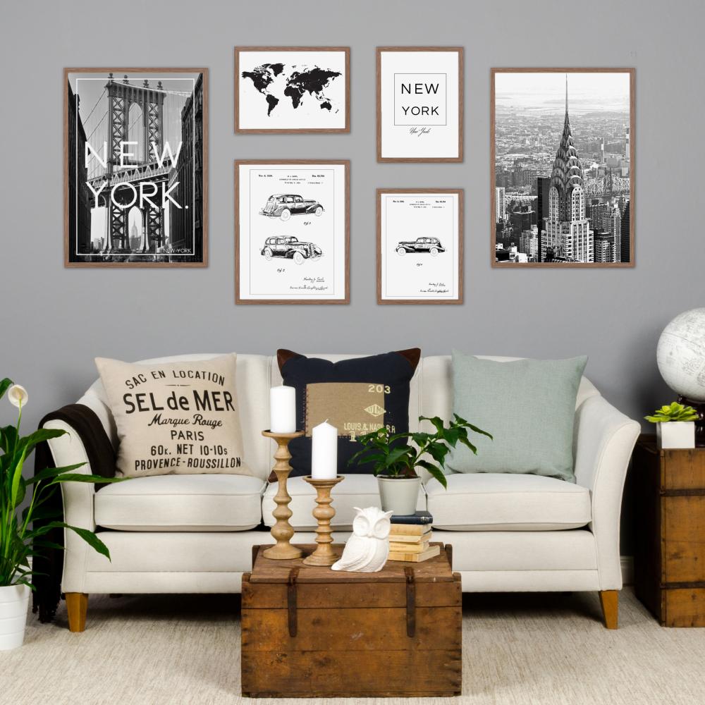 Mapa sveta - Cerná Plakát