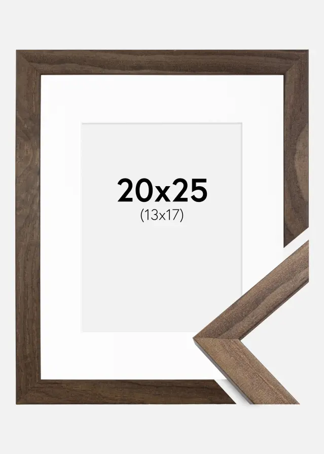 Rám Stylové Vlašký orech 20x25 cm - Pasparta Bílá 14x18 cm