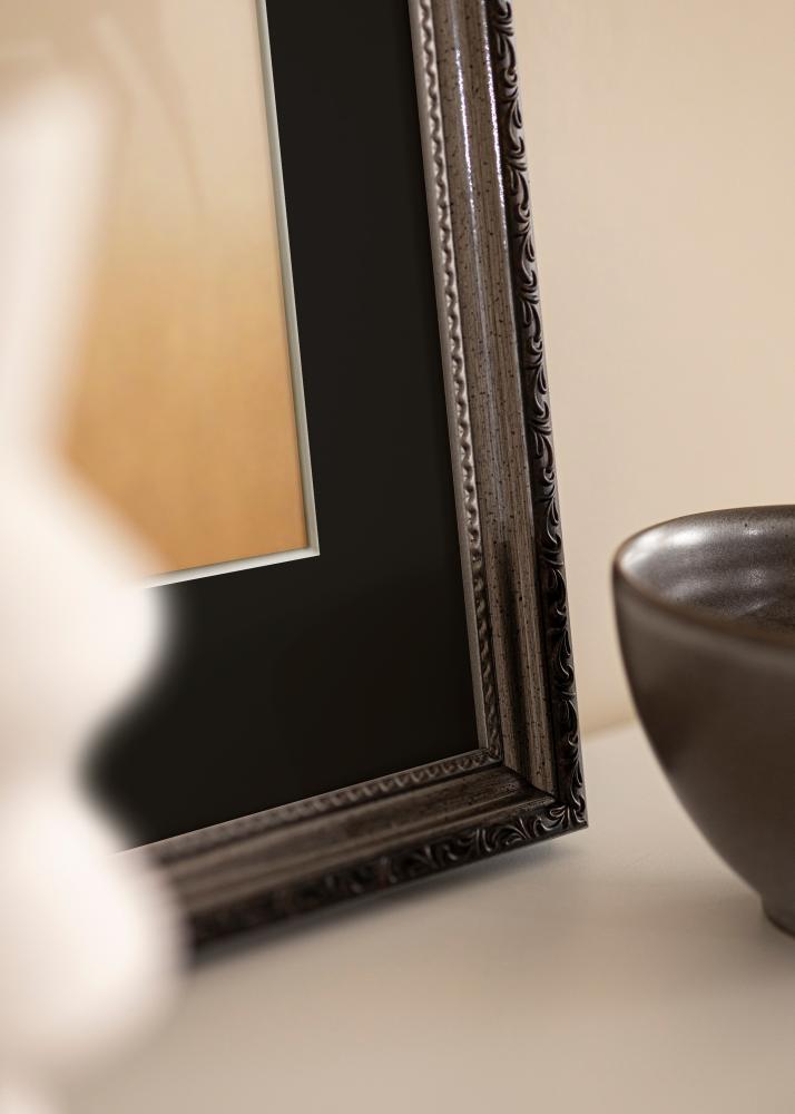 Rám Abisko Stríbrná 24x30 cm - Pasparta Cerná 18x24 cm