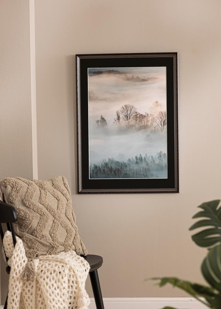 Rám Abisko Stríbrná 24x30 cm - Pasparta Cerná 18x24 cm