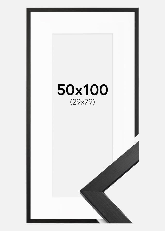 Rám Stylové Cerná 50x100 cm - Pasparta Bílá 30x80 cm