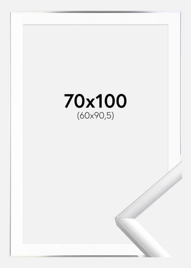 Rám New Lifestyle Stríbrná 70x100 cm - Pasparta Bílá 61x91,5 cm