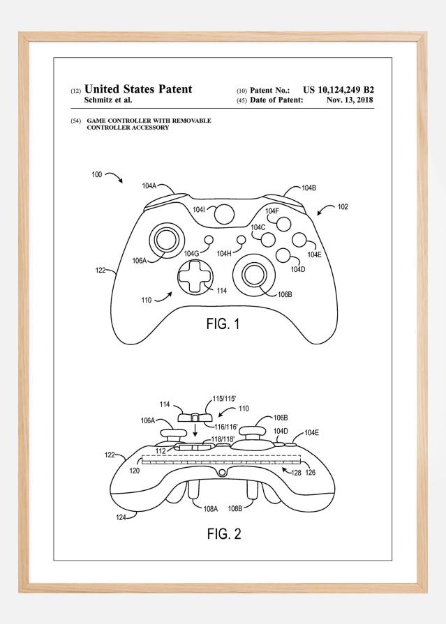 Patent Print - Game Controller III - White Plakát