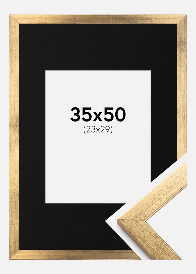 Rám Stylové Zlatá 35x50 cm - Pasparta Cerná 24x30 cm