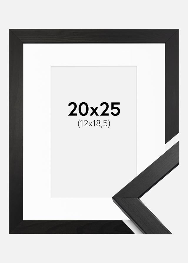 Rám Stylové Cerná 20x25 cm - Pasparta Bílá 13x19,5 cm