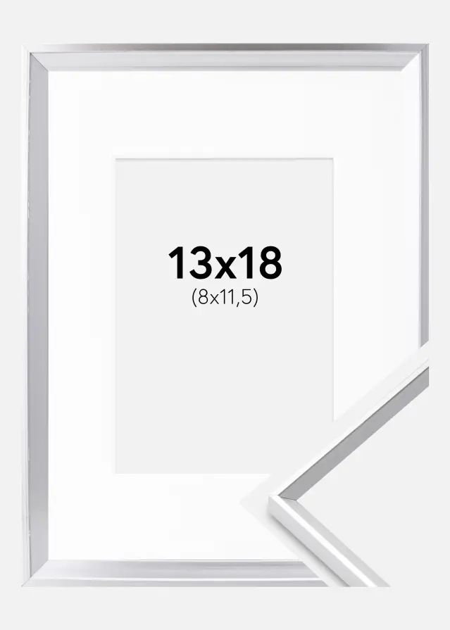 Rám Desire Stríbrná 13x18 cm - Pasparta Bílá 9x12 cm