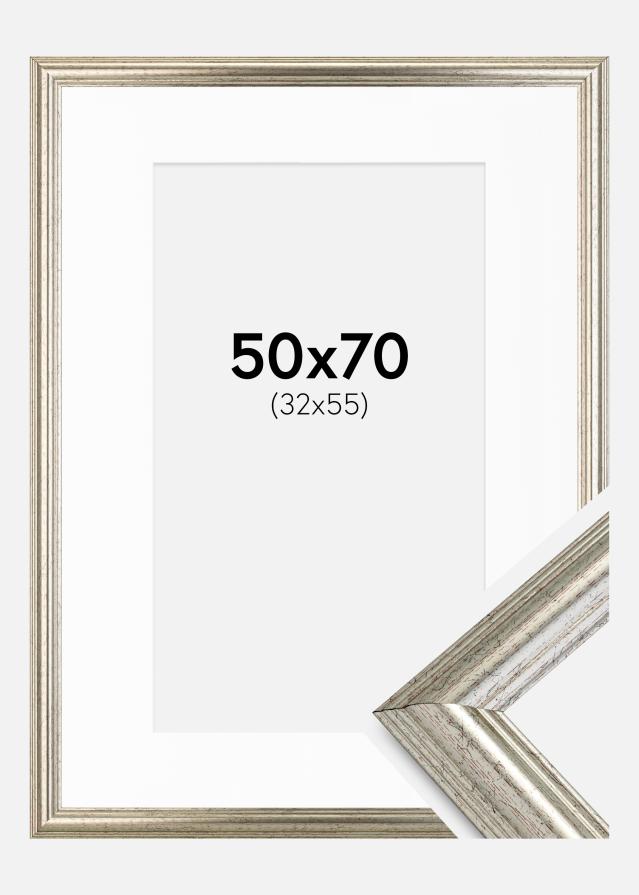 Rám Västkusten Stríbrná 50x70 cm - Pasparta Bílá 33x56 cm