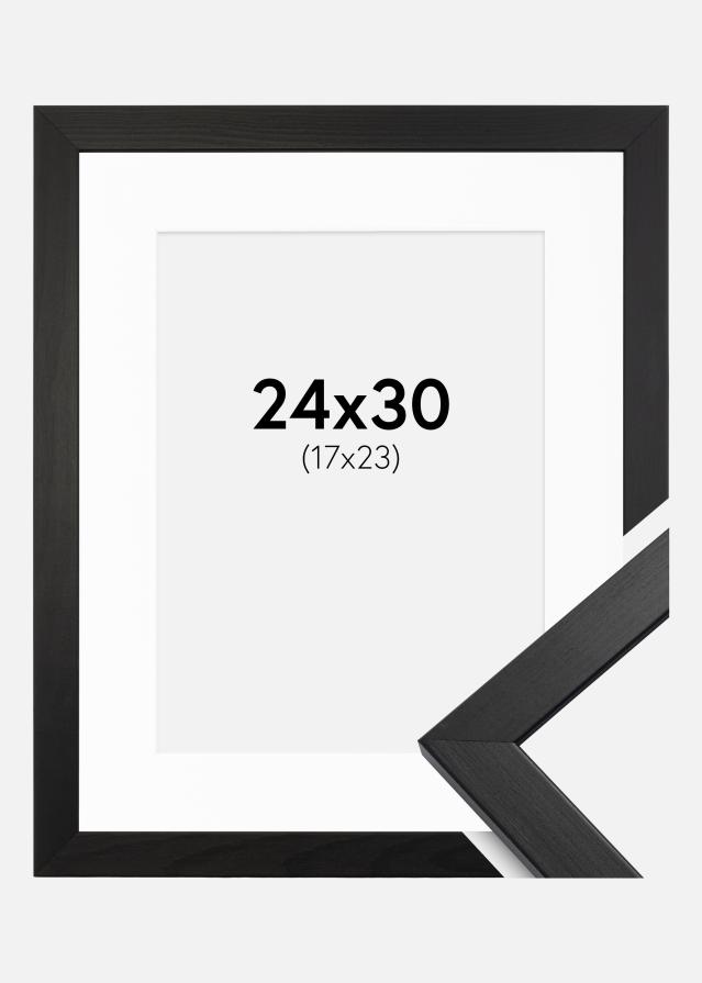 Rám Stylové Cerná 24x30 cm - Pasparta Bílá 18x24 cm