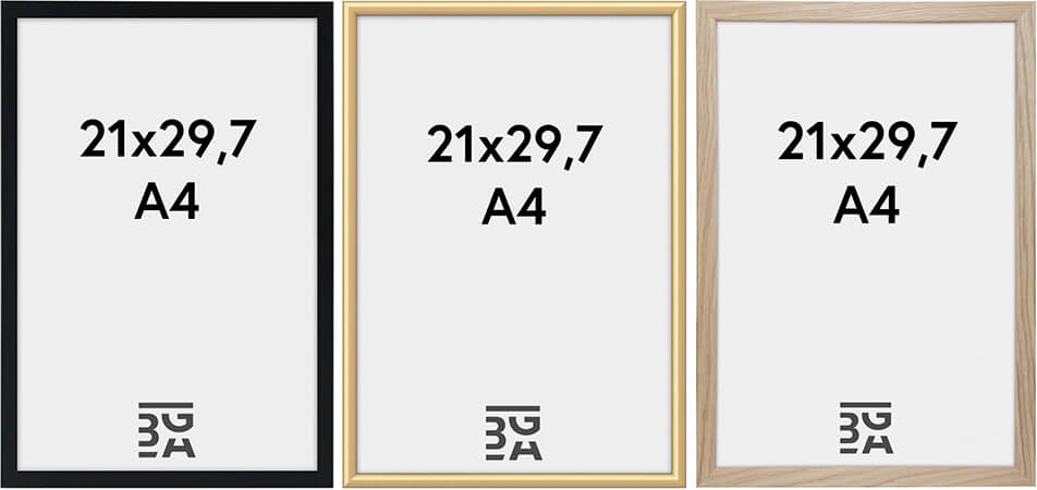 Černý rám pro A4, zlatý rám pro A4, dřevěný rám pro A4