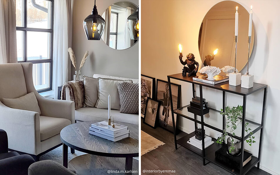 Kruhová zrcadla - krásné lampy